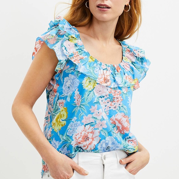 LOFT Garden Ruffle Shell - Picture 4 of 6